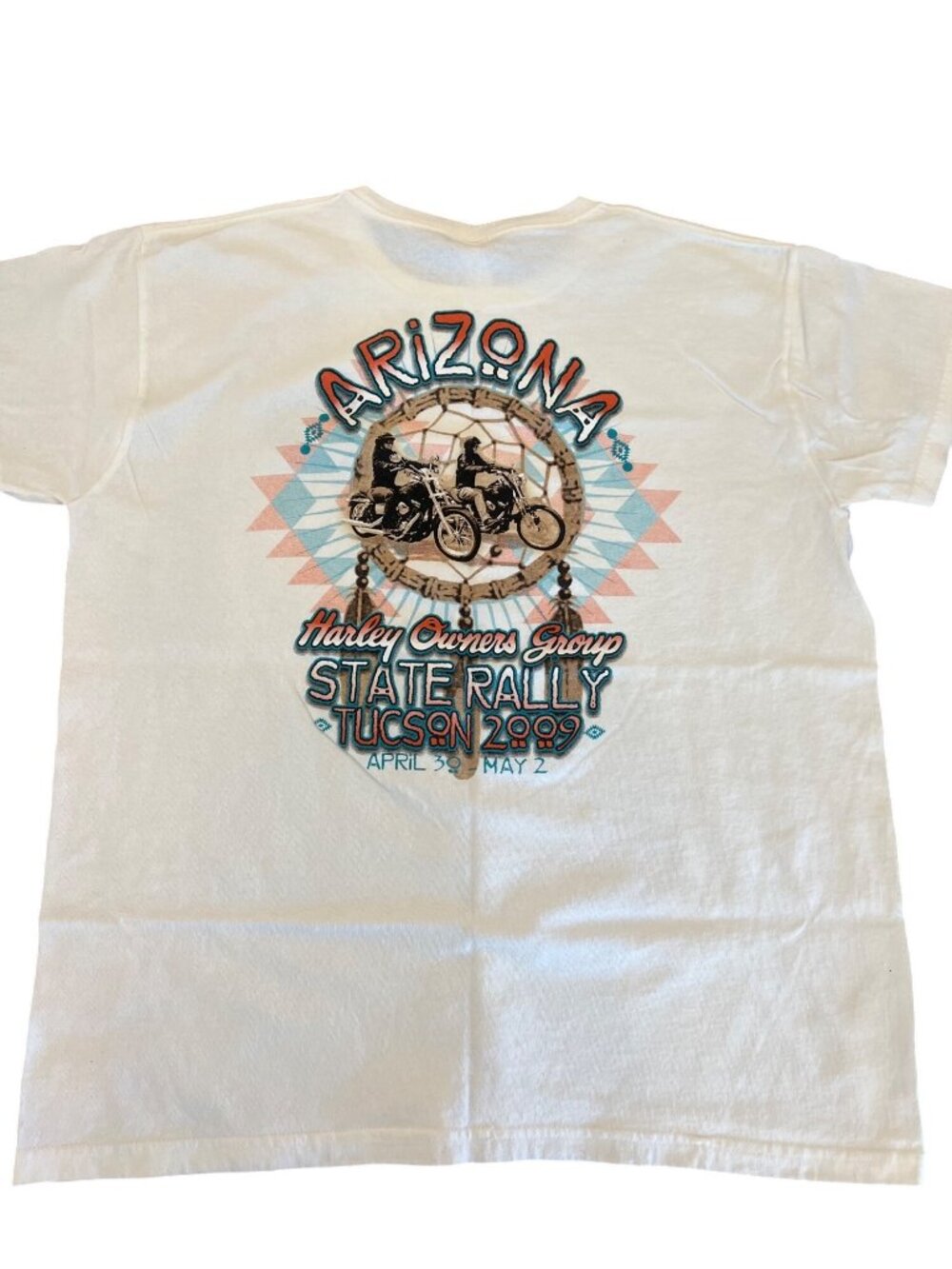 Anvil Short Sleeve White T-Shirt Harley Owners Rally 2009 Men's Women's Size L